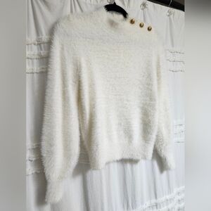New, Banana Republic Cream Sweater with Gold Buttons.